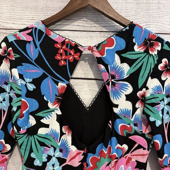 Anthropologie Maeve Ruched Floral Maxi Dress Long Sleeve Size 00 Boho Chic - Picture 6 of 15